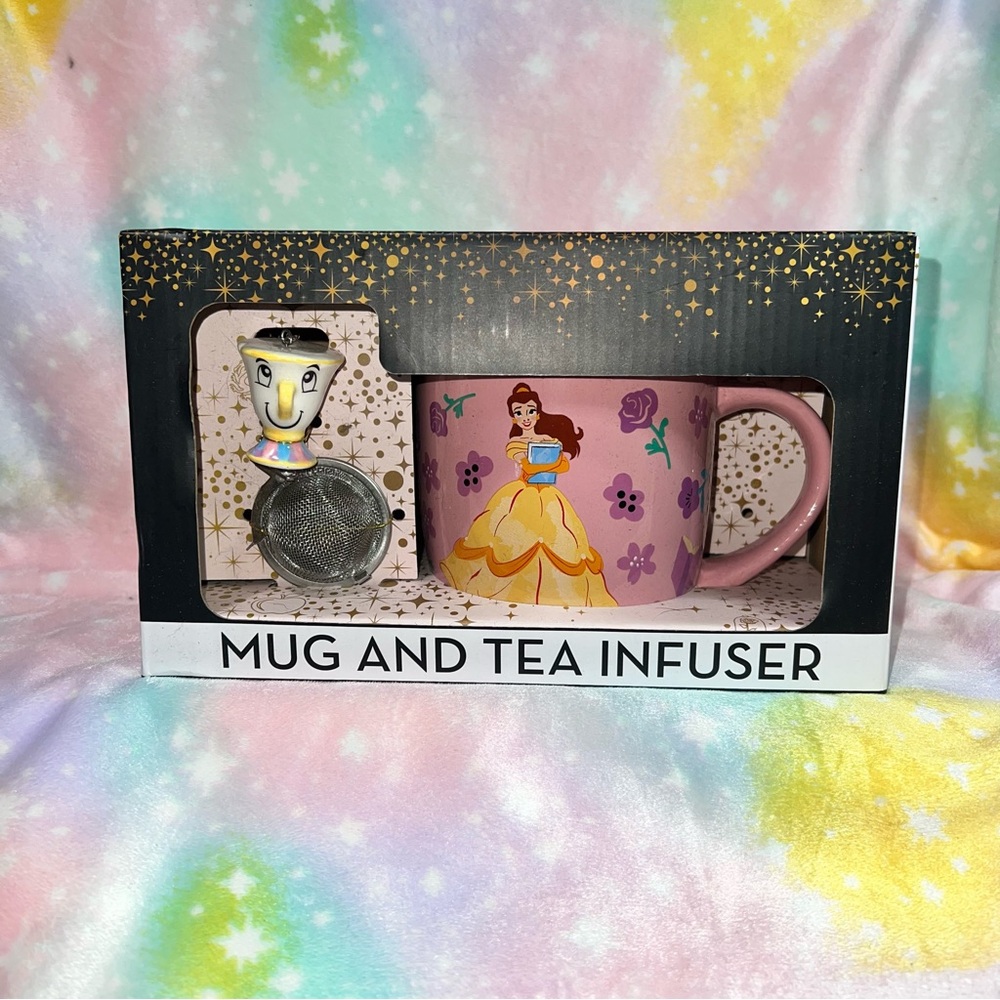 Disney Belle Pink Mug and Chip Tea Infuser Set